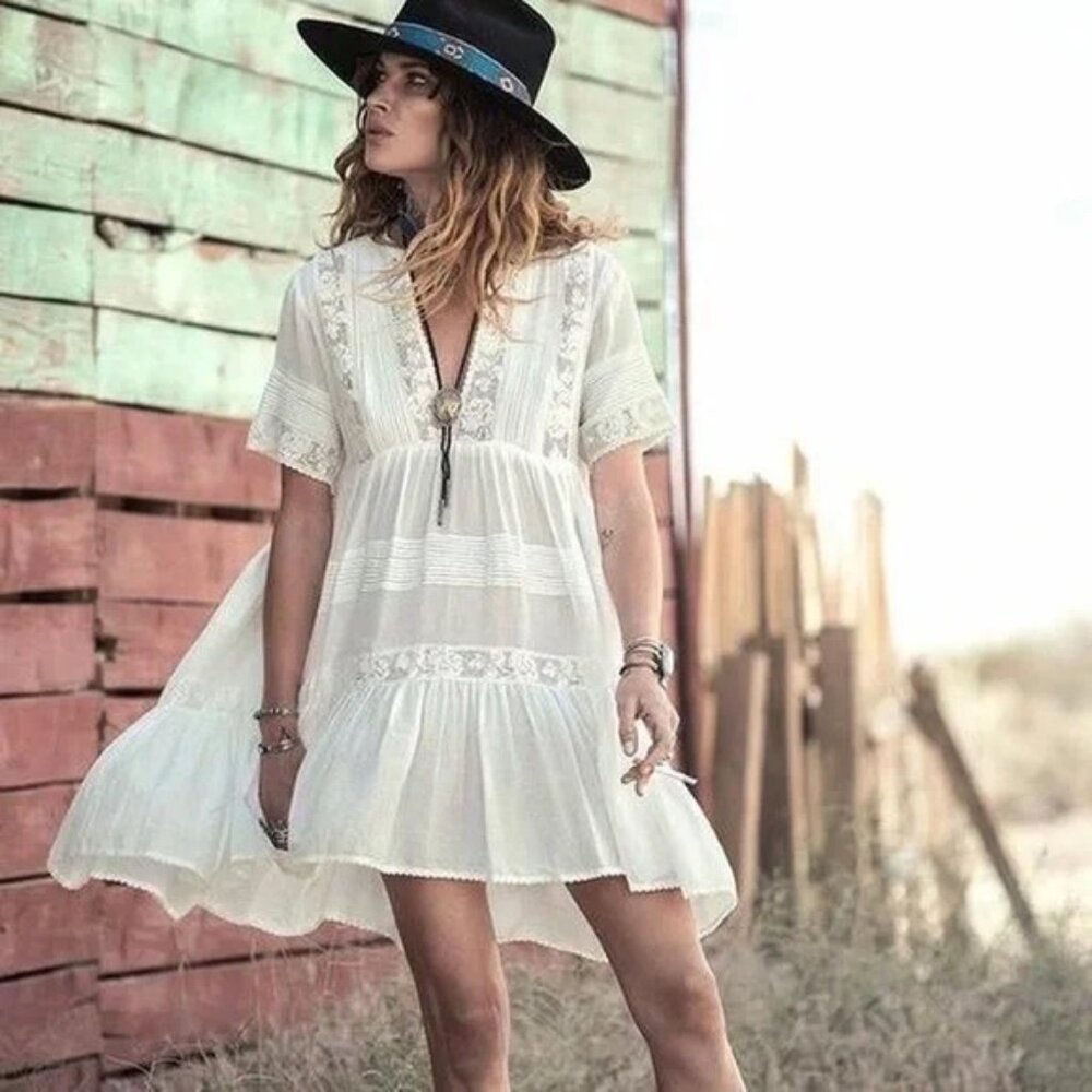 Spell - Peasant Girl Throw On Mini Dress